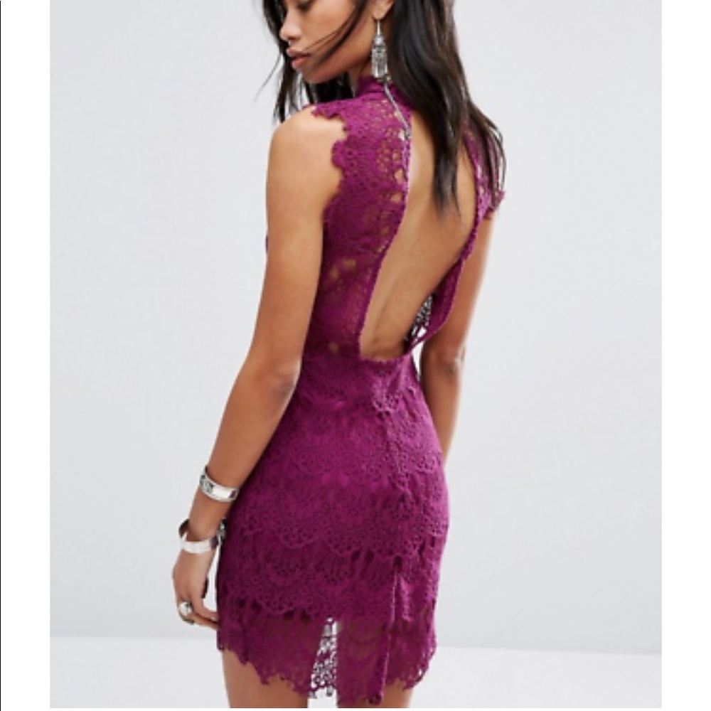 Free People Magenta Lace Dress Sz medium